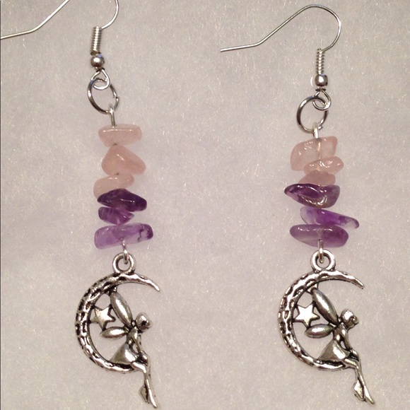 PeaceFrog Jewelry - RESERVED Amethyst Strawberry Quartz Fairy Earrings
